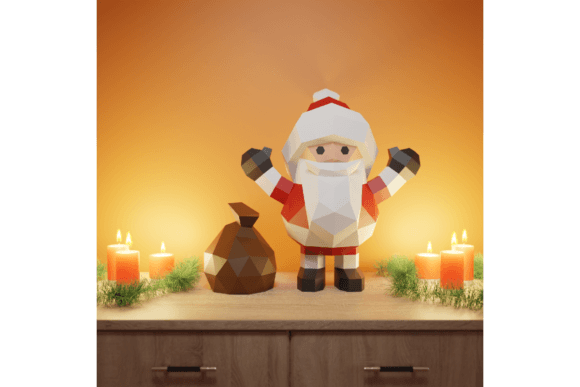 3D Papercraft Santa for Christmas Branding