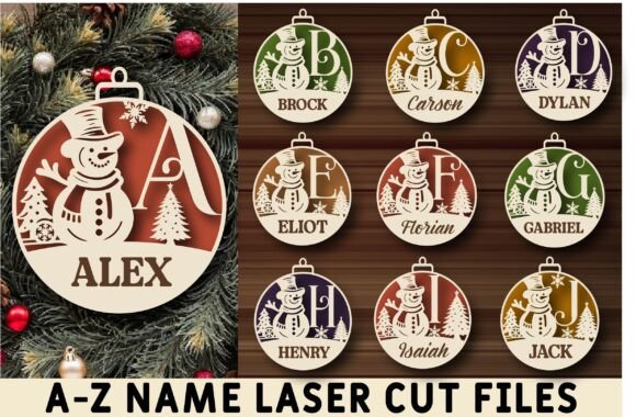A-Z Name Laser Cut Files: Winter Amp Style
