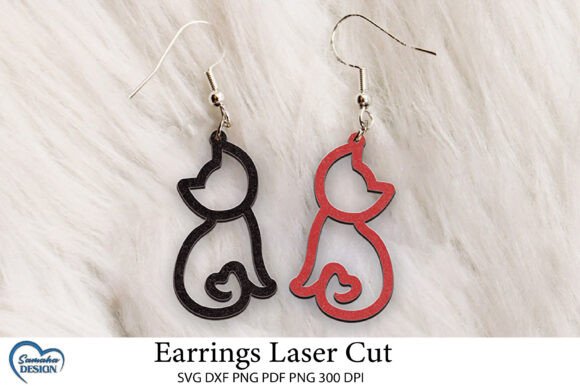 Cat Earrings Laser Cut Silhouette