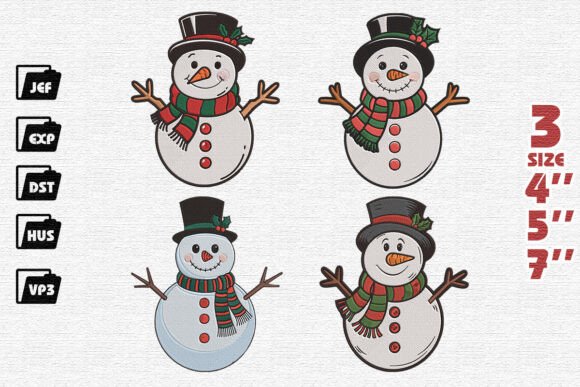 Cute Snowmen Set for Christmas Design Projects