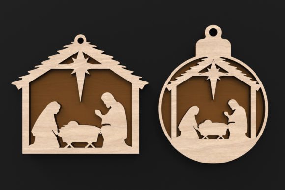 Laser Cut Nativity Bauble SVG Files for Winter Amp