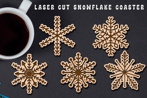 Laser Cut Snowflake Coaster SVG for Winter Amp