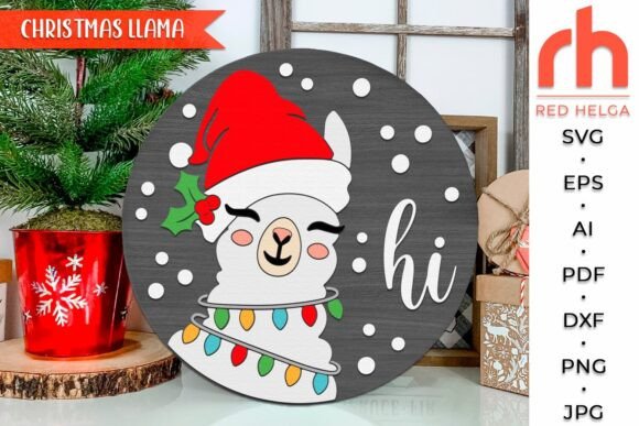 Llama Hi SVG: A Festive Door Sign for Embroidery