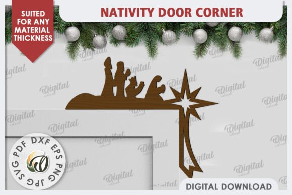 Nativity Door Corner Laser Cut Design for Winter Amp
