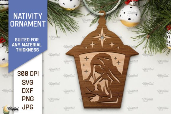Nativity Ornament Laser Cut Design for Winter Amp