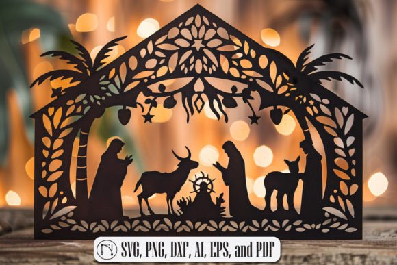 Nativity Scene Laser Cut SVG File for Winter Amp