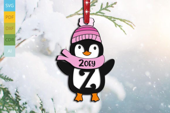 Penguin Letter Z Ornament SVG for Winter Amp Sales