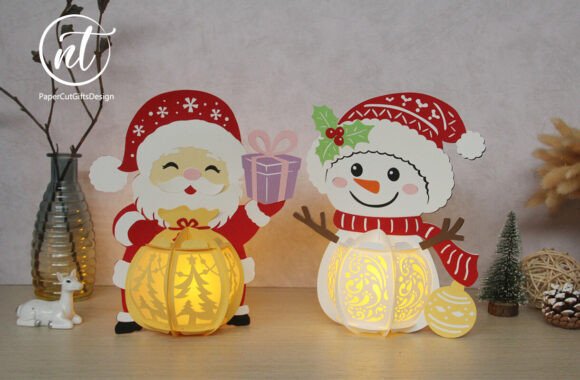 Santa Claus and Snowman Paper Lanterns for Christmas