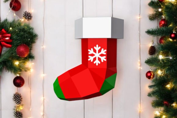 Santa Socks 3D Papercraft for Christmas
