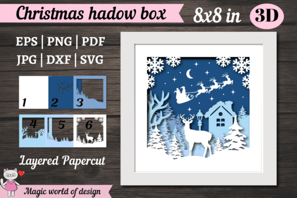 Shadow Box Santa SVG for Christmas Design