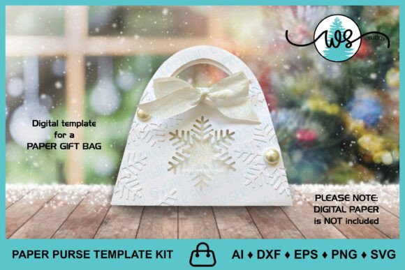 Snowflake Paper Gift Bag Treat Holder for Christmas